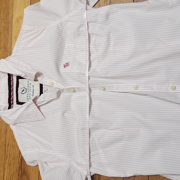 Abercrombie and Fitch Light Pink Pinstripe Long sleeve Blouse - Picture 5 of 12